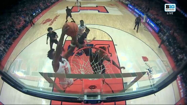 Quincy Guerrier gets up for a putback jam to extend Illinois