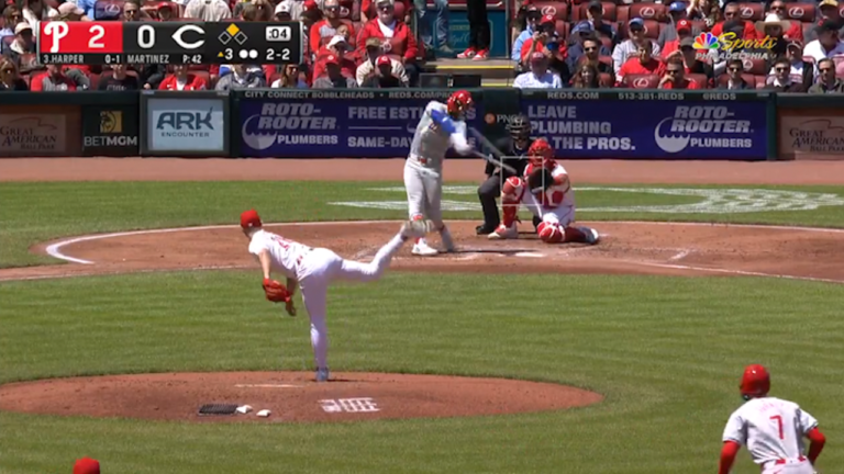 Bryce Harper crushes a two-run home run as the Phillies extend their lead over the Reds