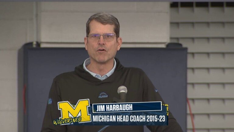 Jim Harbaugh, Sherrone Moore and Gus Johnson speak on Michigan Football