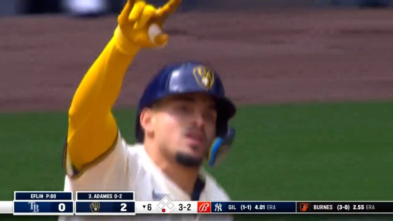 Willy Adames goes yard for the second time to give the Brewers a 4-0 lead over the Rays