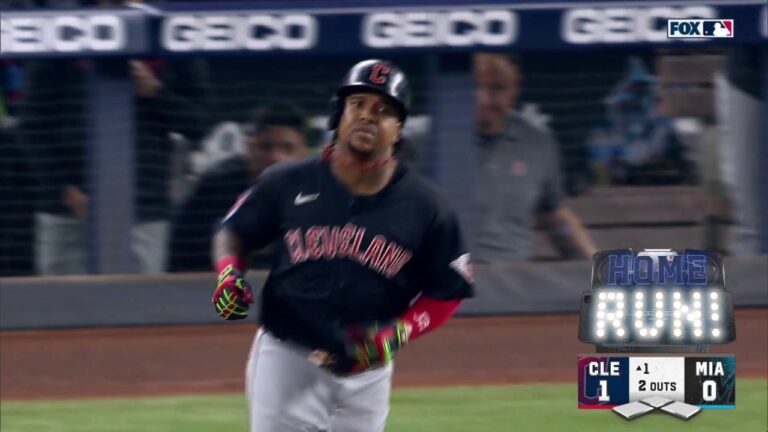 José Ramírez launches a solo home run, giving Guardians lead over Marlins