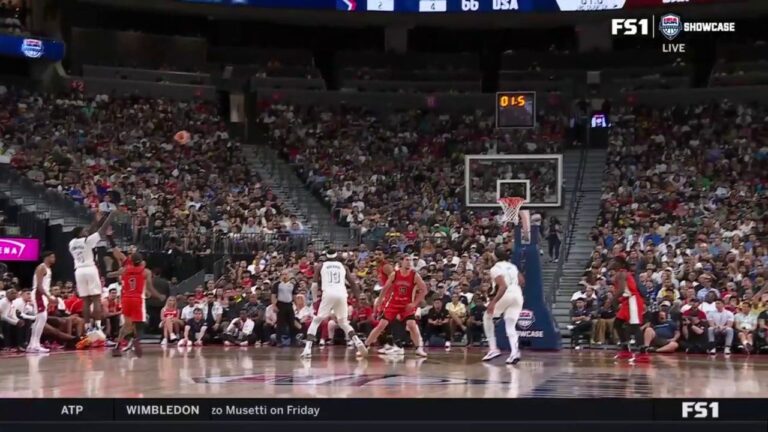 Anthony Edwards drains a 3-pointer to beat the buzzer, extending United States