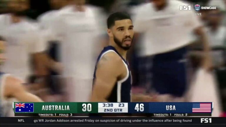 Jayson Tatum throws down a MASSIVE posterizing dunk, extending United States