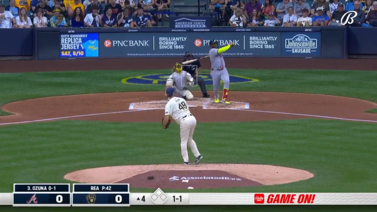 Marcell Ozuna CRUSHES a 421-ft homer as Braves strike first vs. Brewers