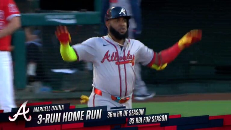 Marcell Ozuna blasts a three-run home run to give Braves an early lead over Angels