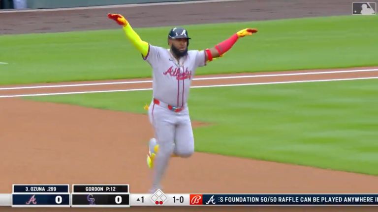 Marcell Ozuna smacks a solo home run to give Braves early lead over Rockies