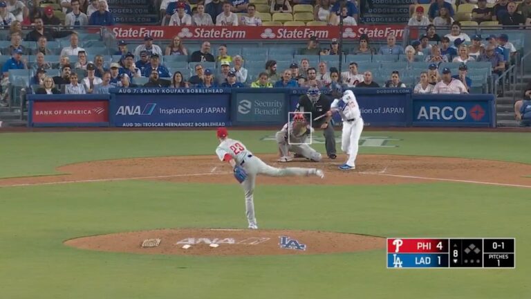 Teoscar Hernández drives his 25th homer of the season to center field,  bringing the Dodgers within two of the Phillies.