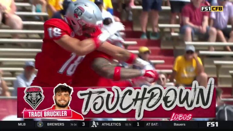 Trace Bruckler snags a 12-yard touchdown pass to extend New Mexico